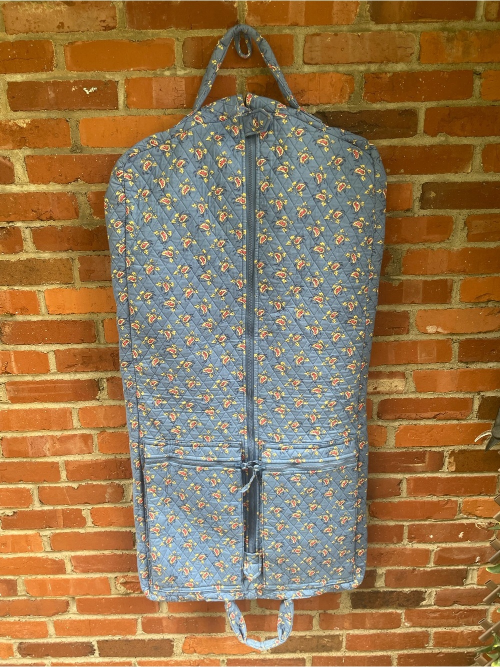 April Cornell Floral Quilted Garment Bag Hanging Dress Travel French Blue